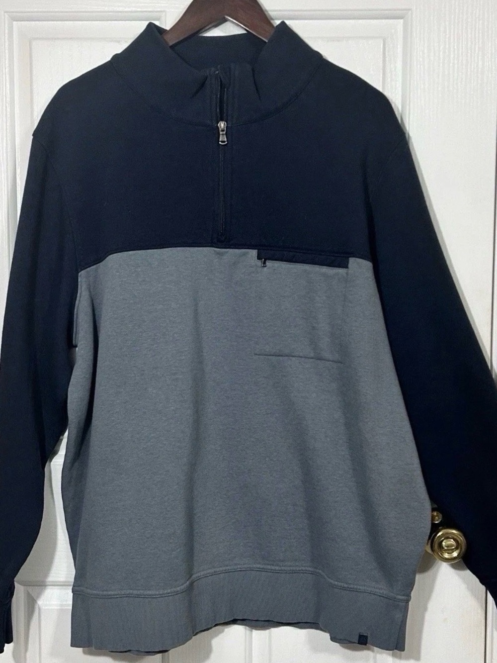 Tasc Performance Men XXL 1/4 Zip Pullover Sweatshirt Fleece Colorblock Gray Blue